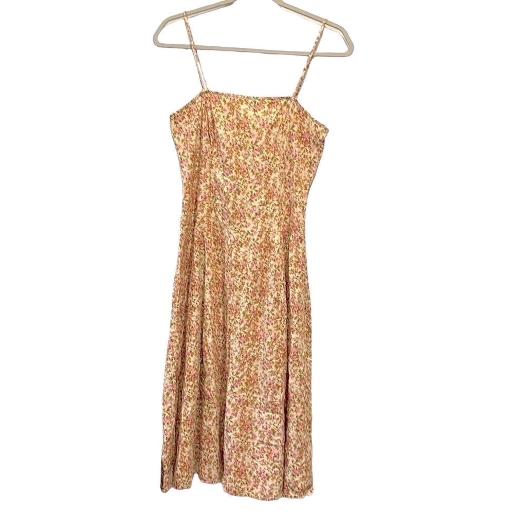 Vintage Maggie Gold USA Floral Boho Peasant Grandmacore Dress Small Cottagecore